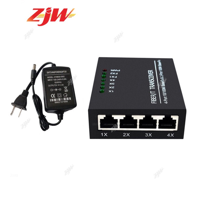 ZJW 10/100M Media Converter 2 SC Port 2 / 4 RJ45 Port Transceiver Fiber Switch 2MF+2ME 2MF+4MF(1PC)