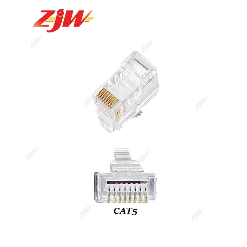 ZJW 100Pcs CAT5/CAT6 FTP RJ45 Pass Through RJ45 Connector Unshielded Cat5 Cat5e Cat6 Connector