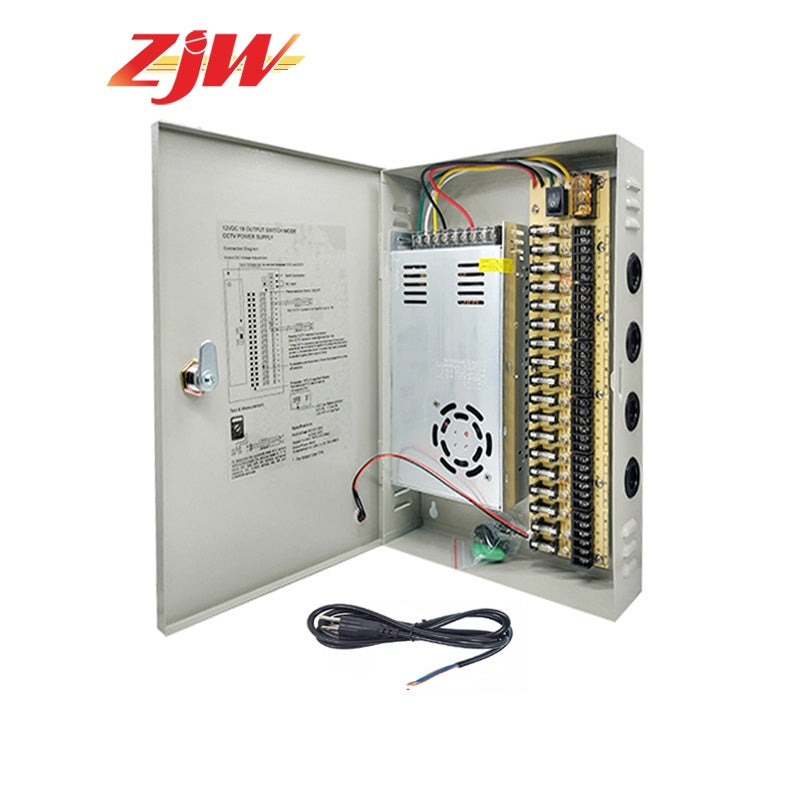 ZJW 18 Channel 12V 30A Fused Centralized Distributed Power Supply Power dapt With Box 18CH for CCTV