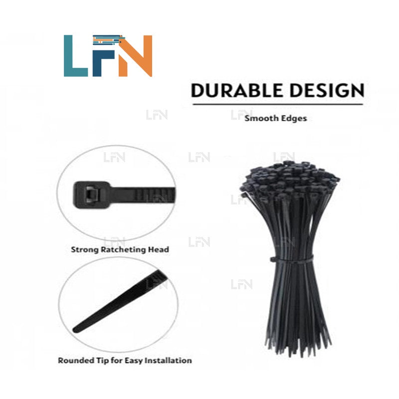 ZJW Nylon Zip Ties 4*200mm( PACK OF 100) Cable Ties Strength Tie Wraps for Tying Cables, Wires