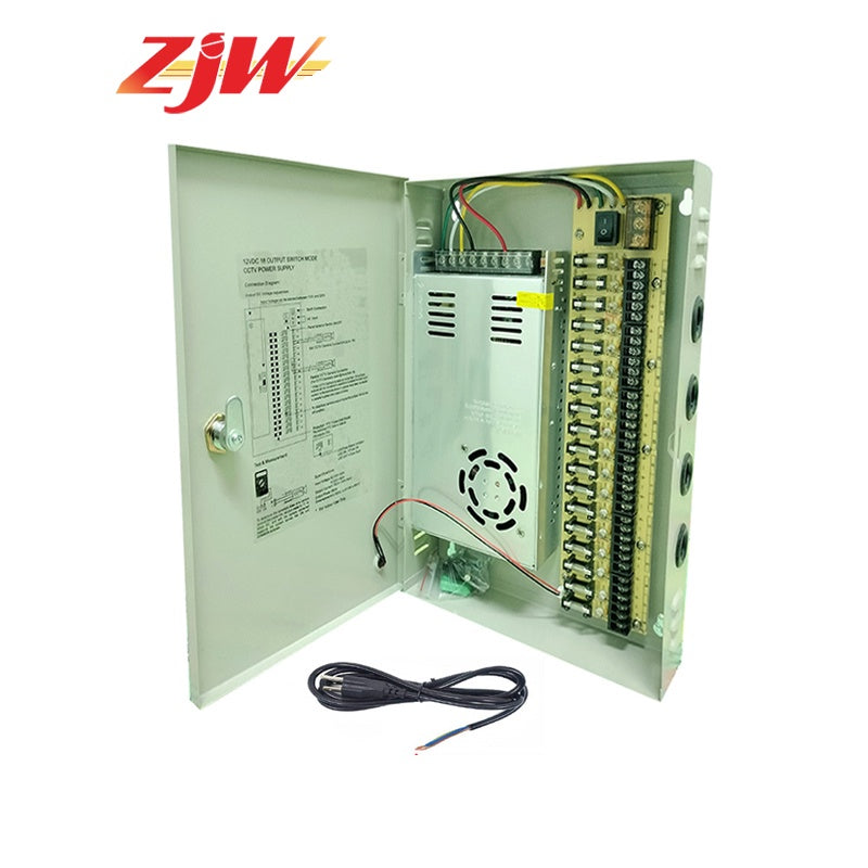 ZJW 18 Channel 12V 30A Fused Centralized Distributed Power Supply Power dapt With Box 18CH for CCTV