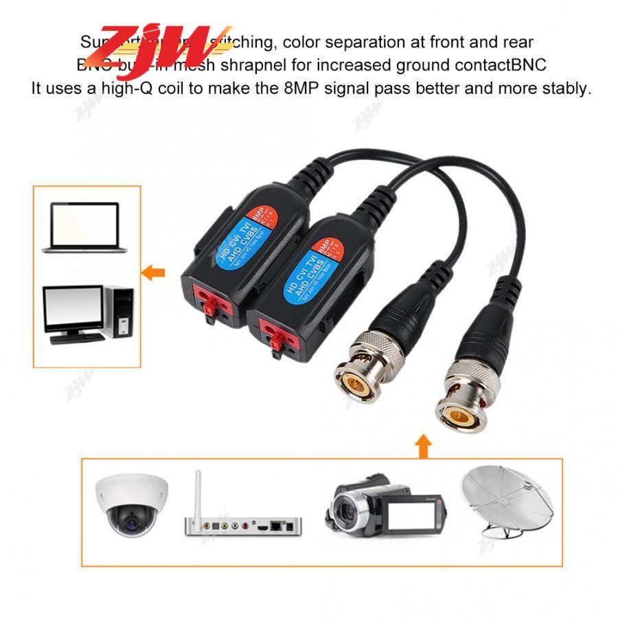 ZJW 8mp TVI/CVI/AHD/CVBS Camera CCTV BNC CAT5 Video Balun Passive Transceiver Adapter Connector