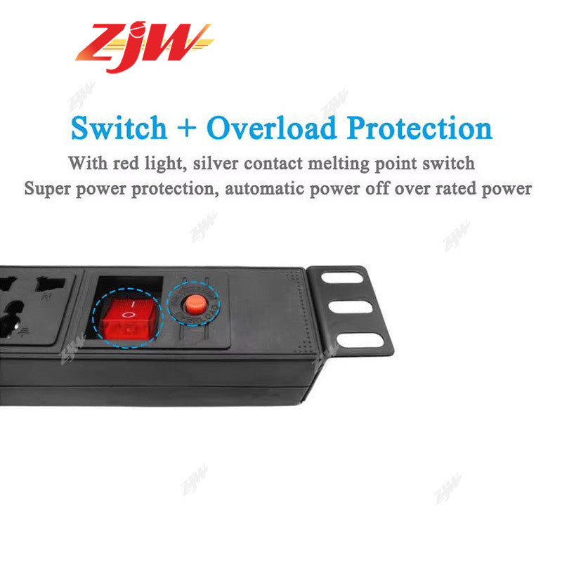 ZJW PDU 6 Slot Power Strip Unit for Data Cabinet Rack High Quality 6 Gang