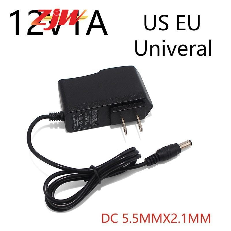 ZJW 12V 1A Power Adapter  AC100-240V 12W Power Supply for CCTV Camera DVR LED light strips