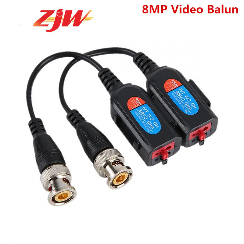 ZJW 8mp TVI/CVI/AHD/CVBS Camera CCTV BNC CAT5 Video Balun Passive Transceiver Adapter Connector
