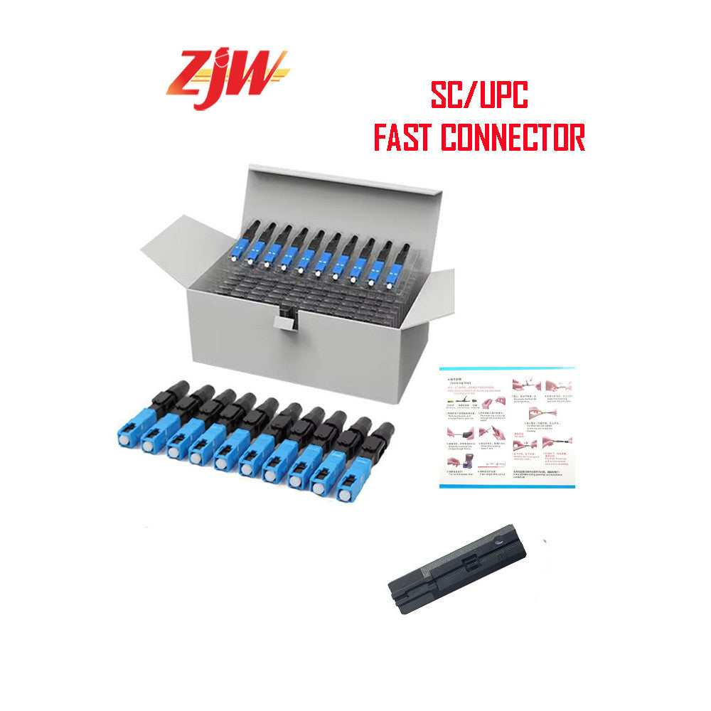 ZJW 1 Box (100PCS) SC-UPC Connector Fast Connector Embedded Fiber Optic Square connector Closed Tail