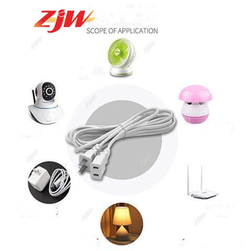 ZJW 4.5M Power Cord Extension for Home and Office - Dual Portable Extension Cord with 2 Pin Plug