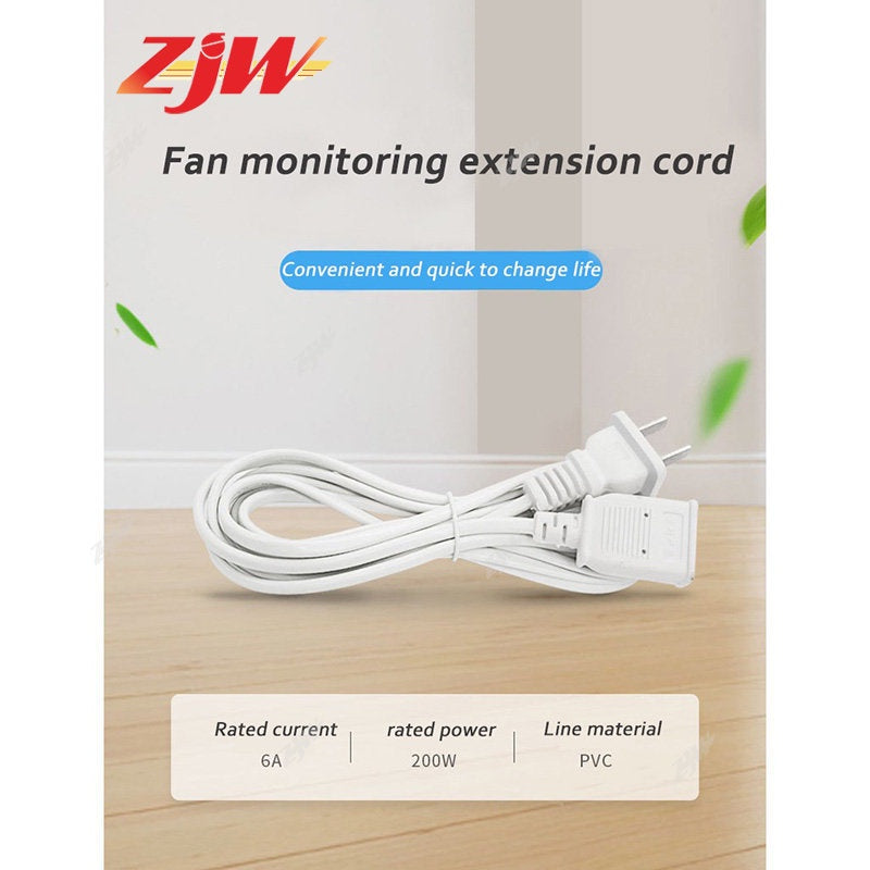ZJW 4.5M Power Cord Extension for Home and Office - Dual Portable Extension Cord with 2 Pin Plug