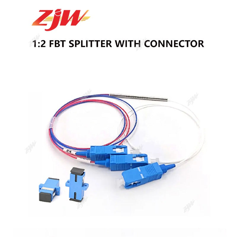 ZJW FBT Fiber 1:2 Splitter With Connector Fiber Splitter SC/UPC 50/50 60/40 70/30 75/25 80/20