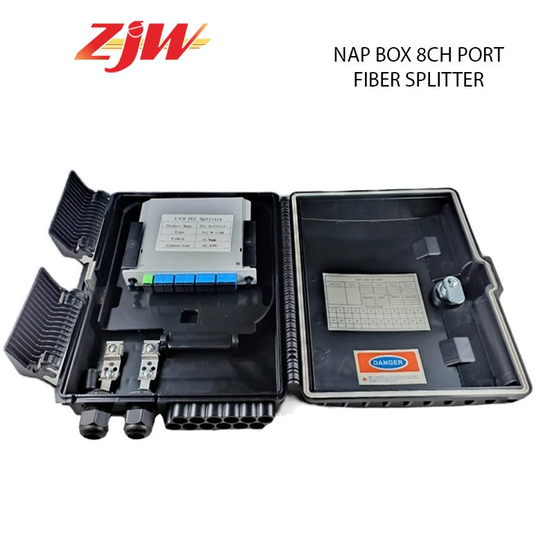 ZJW 8 port Fiber Splitter Nap Box FTTH Insert type Fiber Optic Distribution Box For PLC Splitter