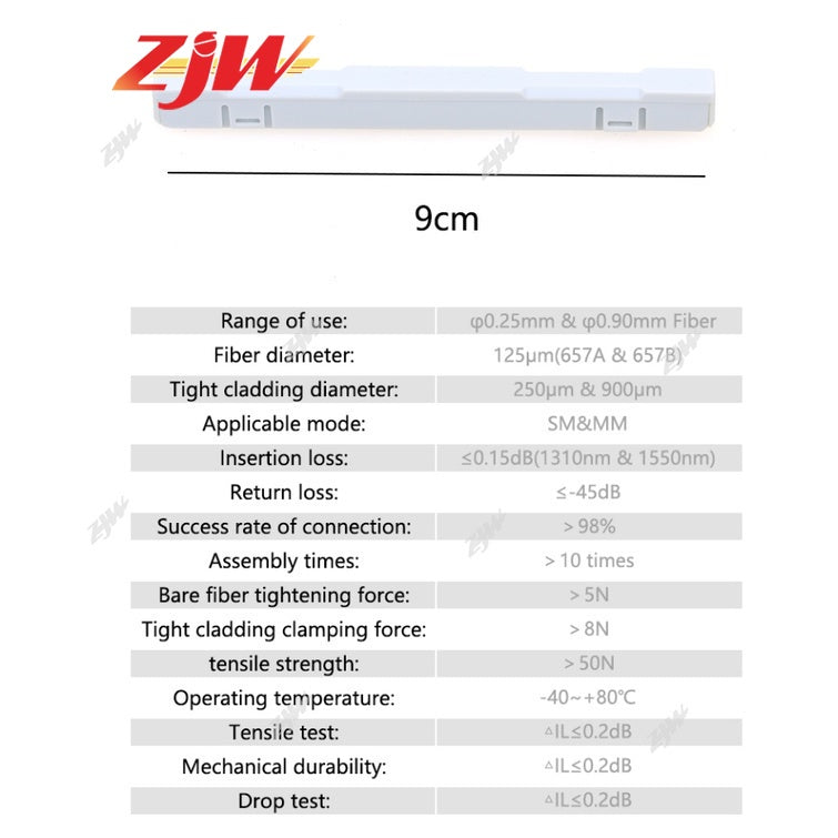 ZJW 5Pcs Bare Optical Fiber Cold Connector Drop Cable Splice Fiber Mechanical Splice L925BP