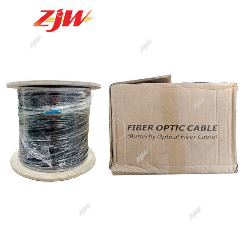 ZJW 1 Core Fiber Optic Cable 500m 1 Core Fiber Optic Cable 1KM Pure Black (FRP) Outdoor FOC