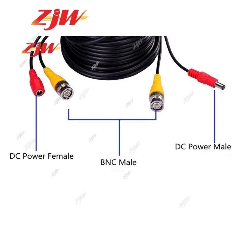 ZJW 5M 10M 20M 30M 40M BNC RG59 Video Power Siamese Cable Security Camera CCTV Camera