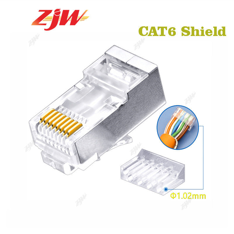 ZJW 100 Pcs  CAT5/CAT6 FTP RJ45 Pass Through connector  RJ45 Connector Cat5e Cat6 connector