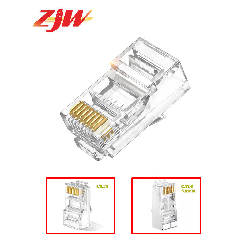 ZJW 100 Pcs  CAT5/CAT6 FTP RJ45 Pass Through connector  RJ45 Connector Cat5e Cat6 connector