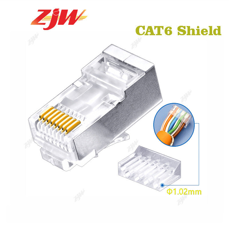 ZJW 100 Pcs  CAT5/CAT6 FTP RJ45 Pass Through connector  RJ45 Connector Cat5e Cat6 connector