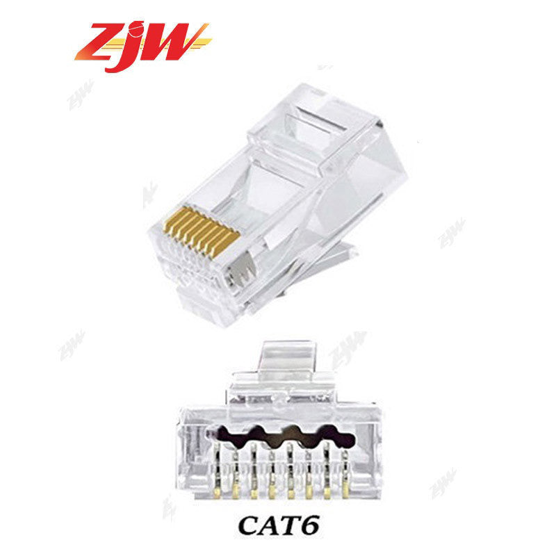 ZJW 100 Pcs  CAT5/CAT6 FTP RJ45 Pass Through connector  RJ45 Connector Cat5e Cat6 connector