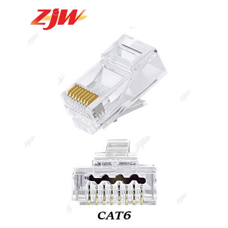 ZJW 100 Pcs  CAT5/CAT6 FTP RJ45 Pass Through connector  RJ45 Connector Cat5e Cat6 connector
