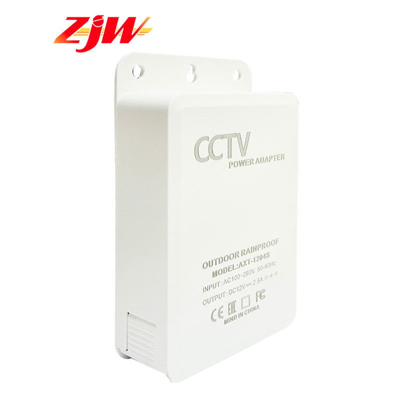 ZJW 12V 2.5A CCTV Security Cameras AC DC Power Supply Box Outdoor Waterproof  (White)