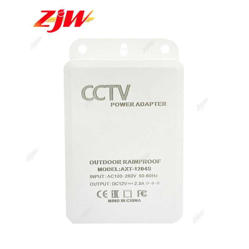 ZJW 12V 2.5A CCTV Security Cameras AC DC Power Supply Box Outdoor Waterproof  (White)