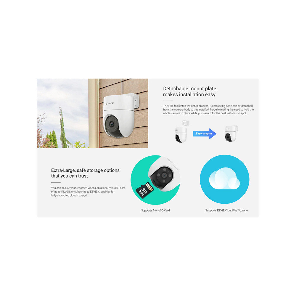 EZVIZ H8C PRO 3MP / 4MP Outdoor CCTV Camera  2way Talk Color Night 360° Pan Tilt Waterproof