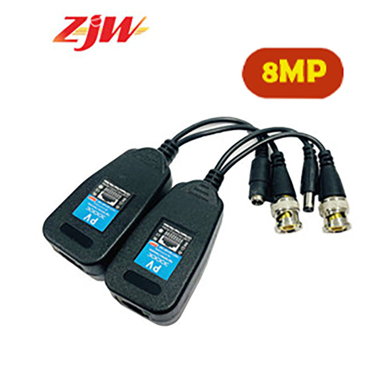 ZJW 8MP Video Balun HD-CVI/TVI/AHD Passive Video Balun with Power Connector and RJ45 CAT5