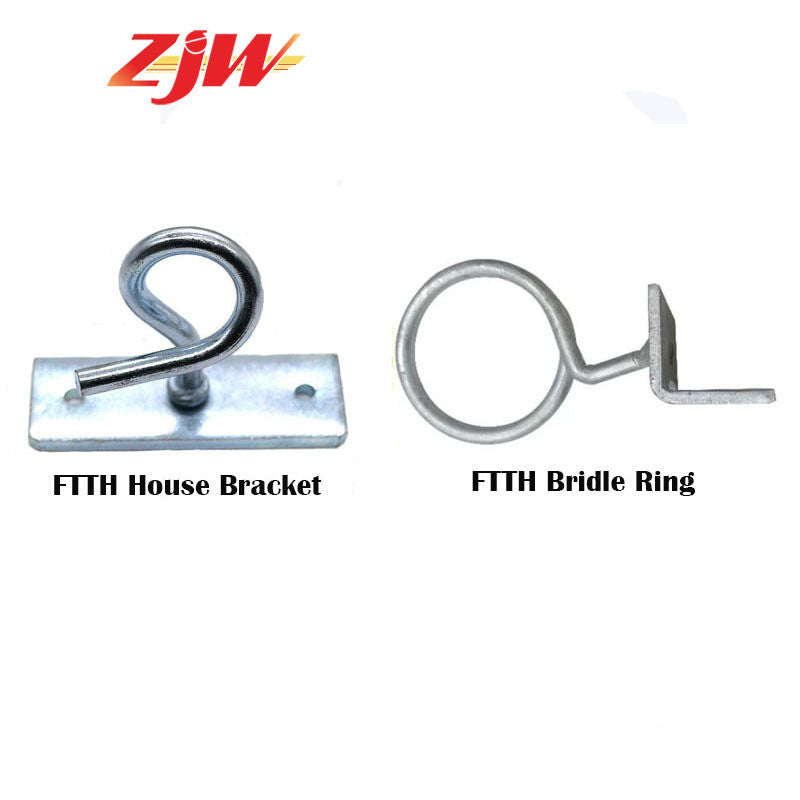 ZJW FTTH Fiber House Bracket Metallic Fiber Optic Cable Clamp / Bridle Ring