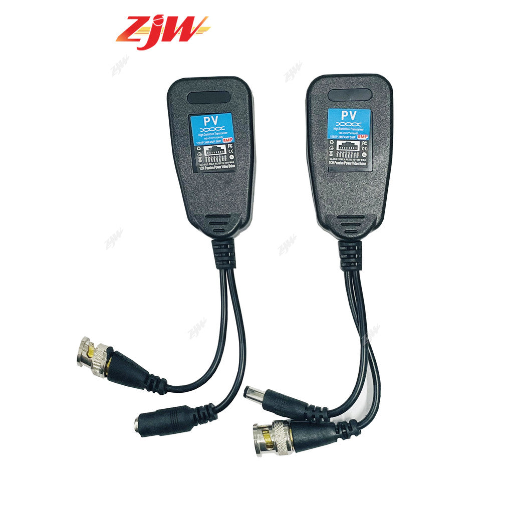 ZJW 8MP Video Balun HD-CVI/TVI/AHD Passive Video Balun with Power Connector and RJ45 CAT5