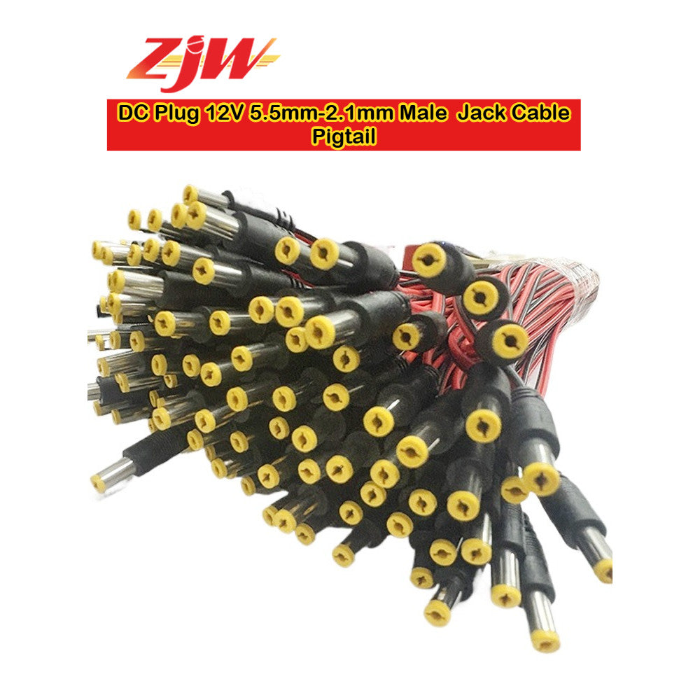 100pcs ZJW DC Plug 12V 5.5mm-2.1mm Male / Female Jack Cable Pigtail CCTV Power  Plug Connector