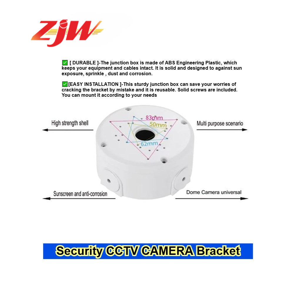 ZJW Dome Camera Junction Box Security Camera Bracket CCTV IP Surveillance Cameras Holder ABS