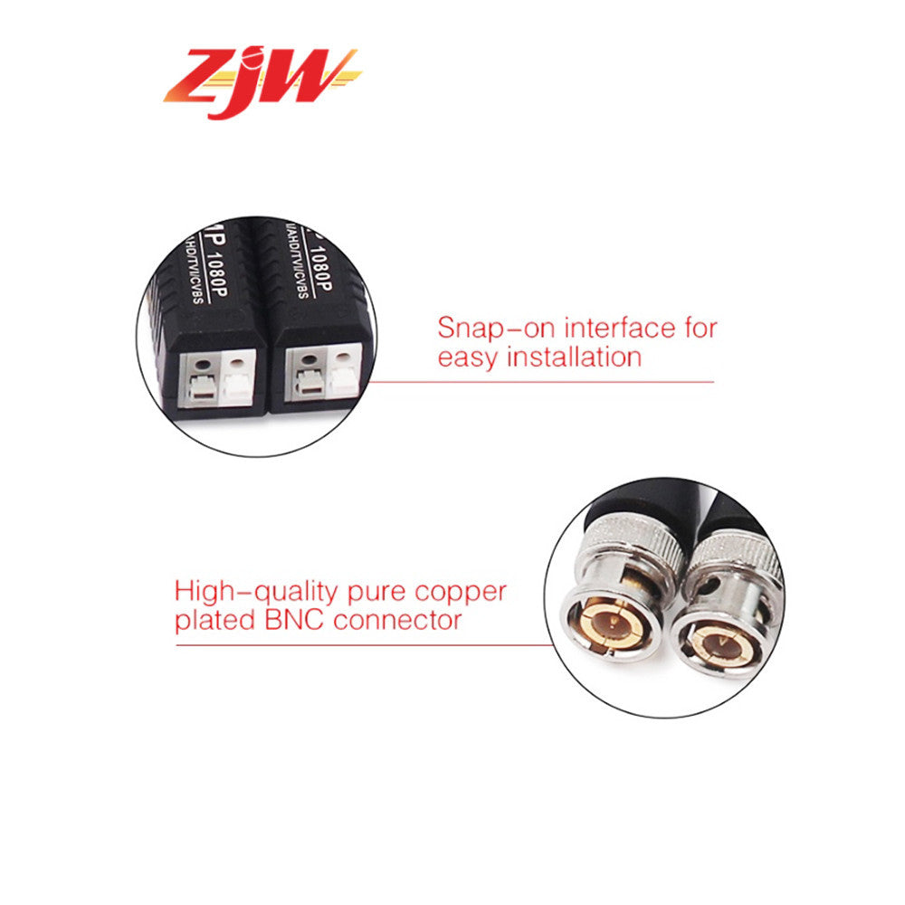 ZJW  1080P CCTV Passive Video Balun AHD/CVI/TVI/CVBS Network To BNVC
